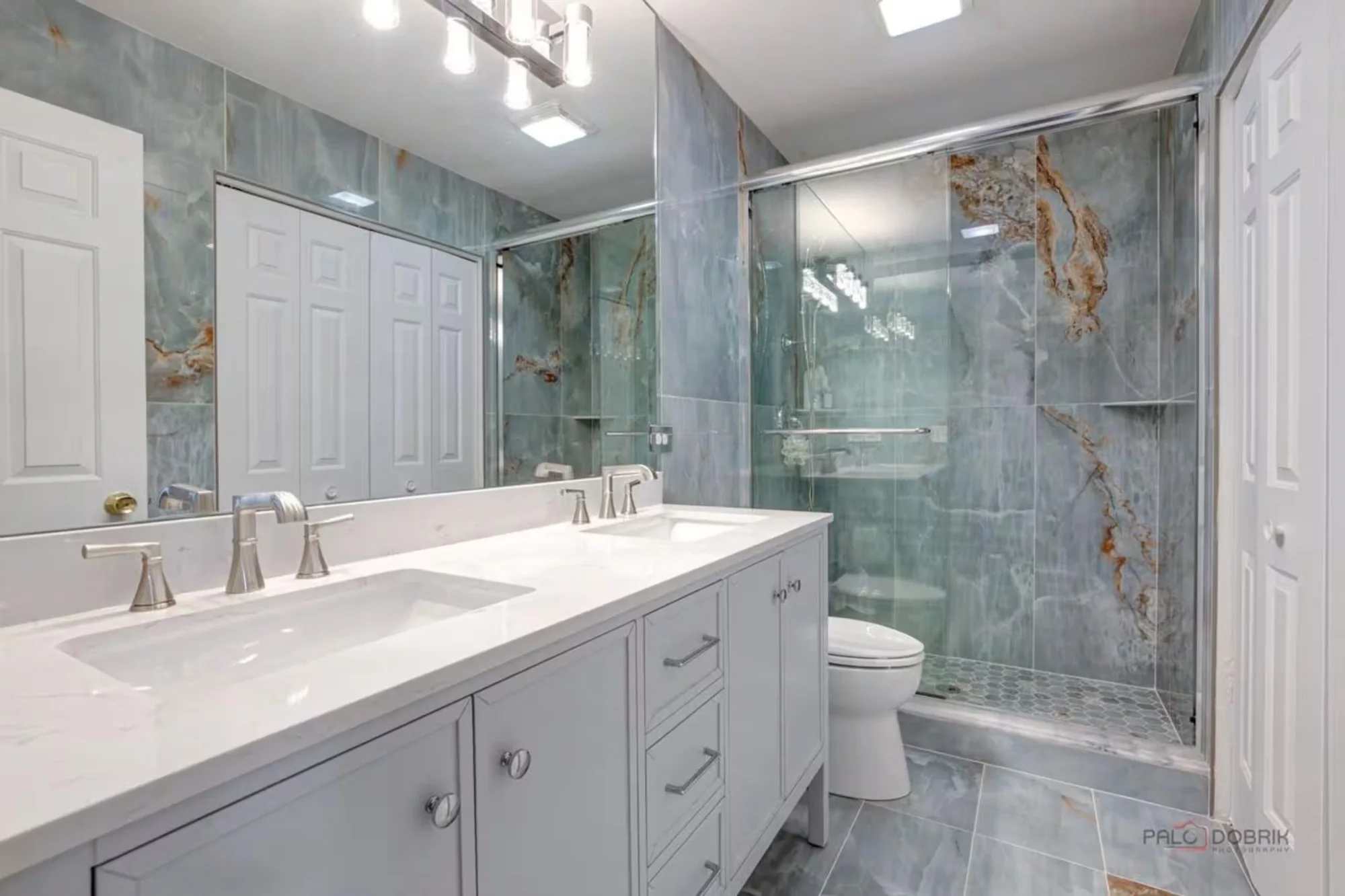Walk-in shower at Bluejacket Bungalow