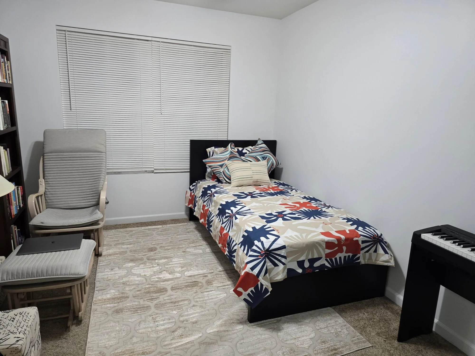 Cozy guest room at Bluejacket Bungalow