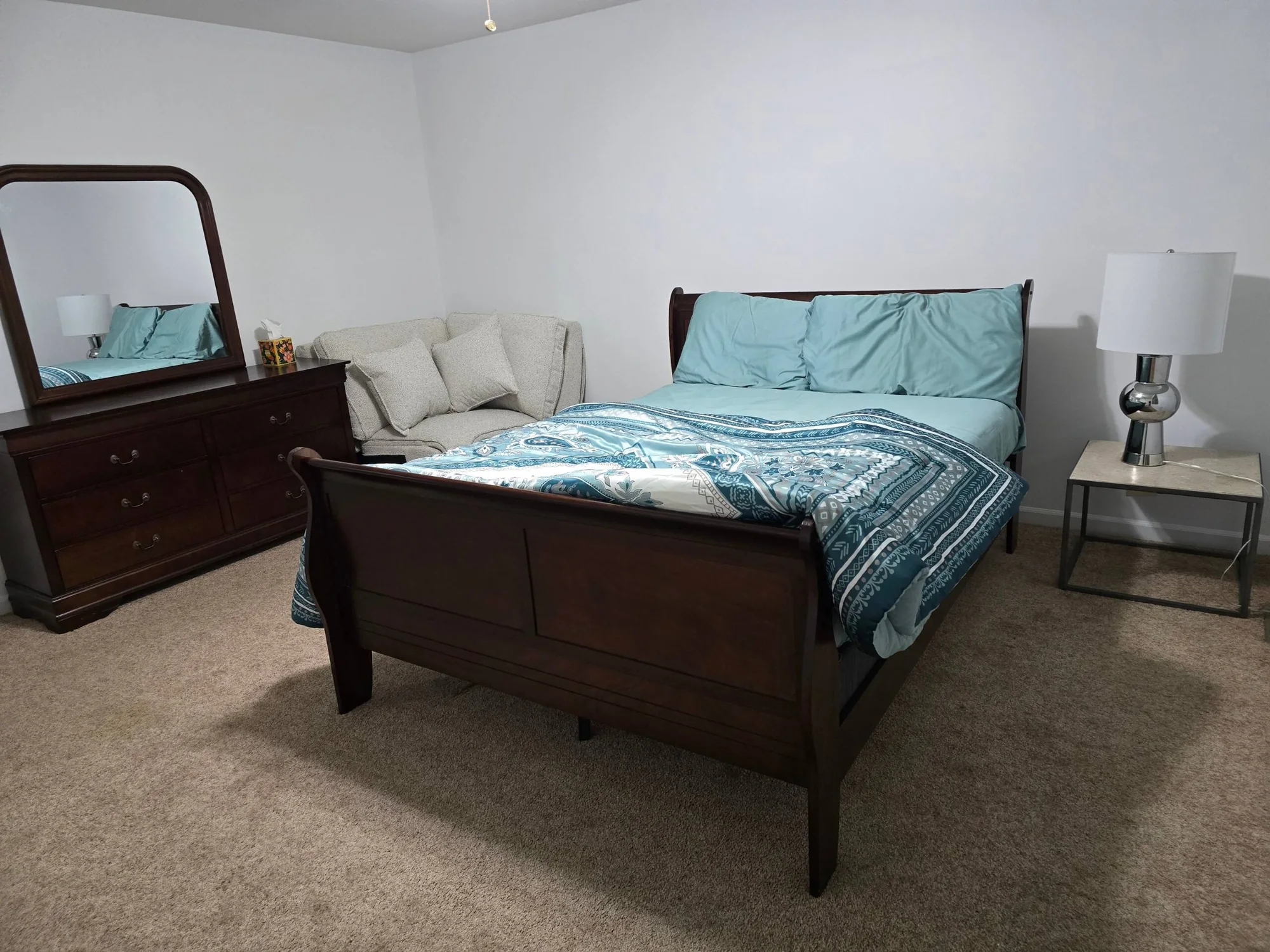 Primary bedroom at Bluejacket Bungalow